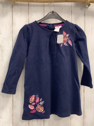 Lulurain  Kleid  Gr. 110  blau bunt gestickte Blumen + Blätter 
