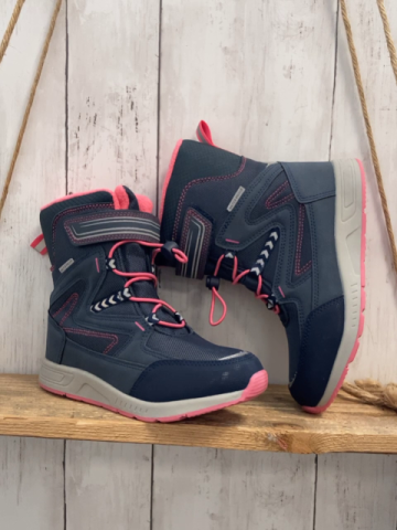 neu L&D Boots  Gr. 33  blau rosa Schnürsenkel Sohle + Futter 