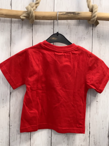 neu  T-Shirt  Gr. 86  rot + weiße Streifen Flugzeuge Schrift 