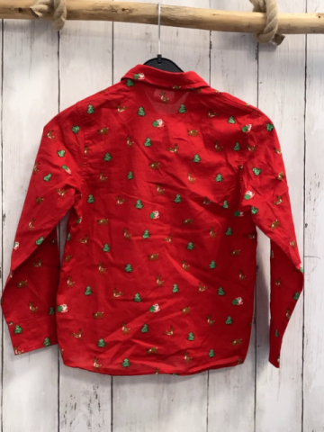 H&M  Hemd  Gr. 122  rot Tannenbäume Rehe 