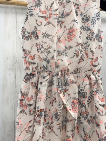 H&M Kleid  Gr. 146  weiß lachs Blumen graue Bätter 