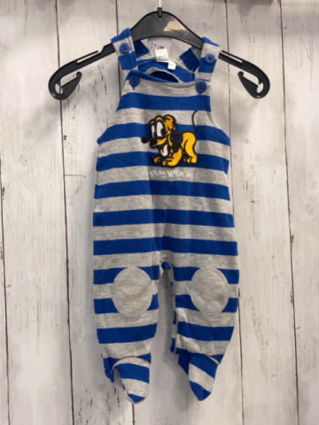  Latzhose Gr. 62  blau grau gestreift Hund