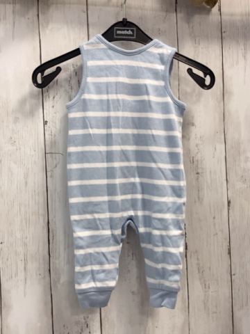 nutmeg Strampler Gr. 68  hellblau weiß gestreift Tiere