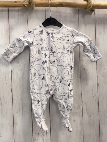 next Strampler Gr. 56  weiß blaue Elefanten
