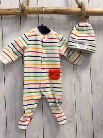 2tlg Chicco Strampler + Mütze Gr. 50  weiß bunte Streifen Nicky