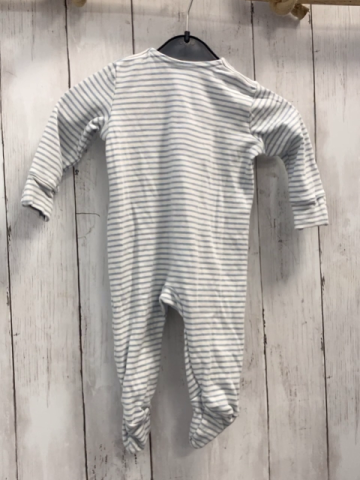  Strampler Gr. 68  blau weiß gestreift gestickte Tiere