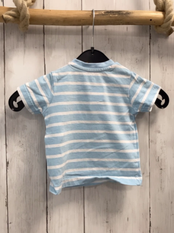   T-Shirt  Gr. 62  hellblau weiße Streifen Dino mit Gummistiefen