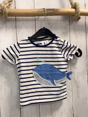   T-Shirt  Gr. 74  weiß blaue Streifen hellblauer Wal 