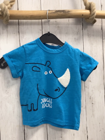   T-Shirt  Gr. 74  hellblau Nasorn mit weißem Plüschhorn 