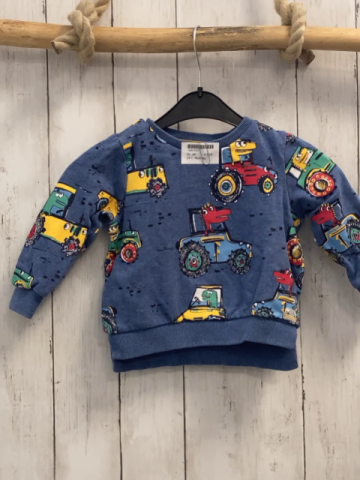 Nutmeg  Pullover  Gr. 86  blau bunte Traktoren mit Drachen 