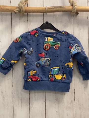 Nutmeg  Pullover  Gr. 86  blau bunte Traktoren mit Drachen 