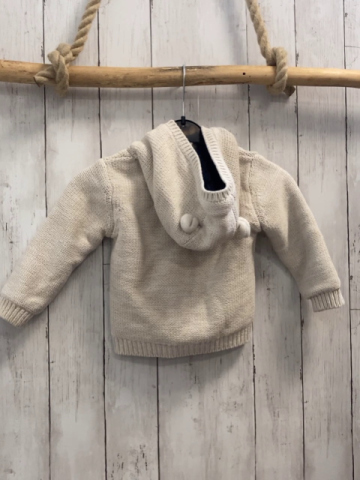 Nutmeg Strickjacke  Gr. 86  beige Tiere Trecker Kapuze mit Ohren blaues Teddyfutter 