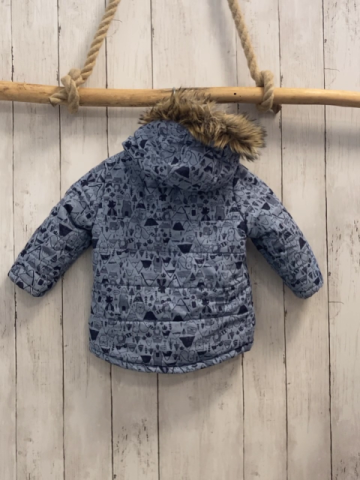 Lullaby  Jacke  Gr. 80  hellblau blaue Tiere Berge Kapuze mit Fellbund blaues Fleecefutter 