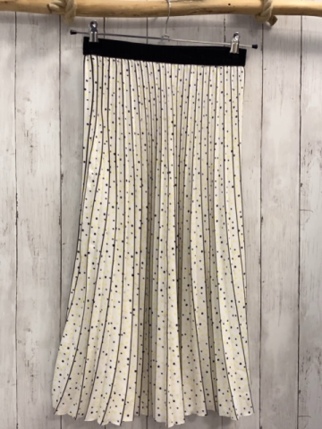 Camaieu  Rock Gr. 158/164  weiß schwarze Streifen gelb schwarze Punkte + Rechtecke schwarzer Gummizugbund 