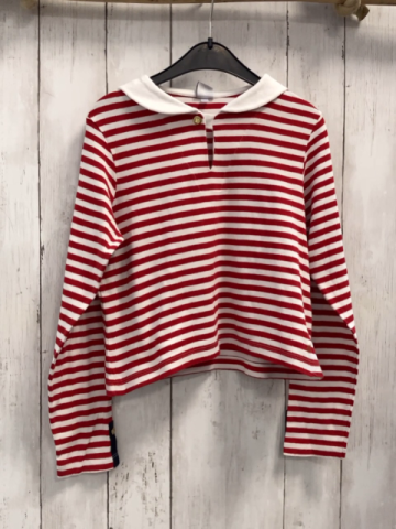 Petit Bateau  Langarmshirt  Gr. 134  rot weiße Streifen weißer Kragen 