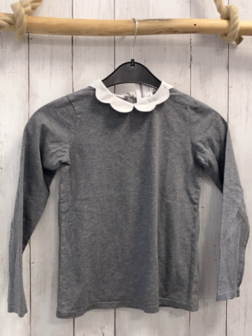 Jacadi  Langarmshirt  Gr. 140  grau weißer Kragen 