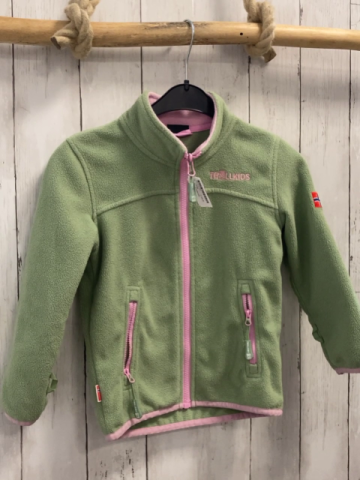 Trollkids  Fleecejacke  Gr. 110  hellgrün rosa Bund 