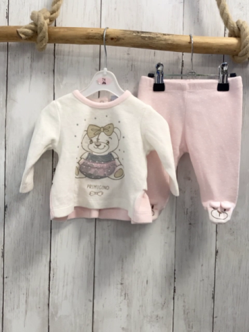 2tlg Primigi  Pullover + Babyhose  Gr. 50  weiß rosa Nicky Bär mit Schleife 