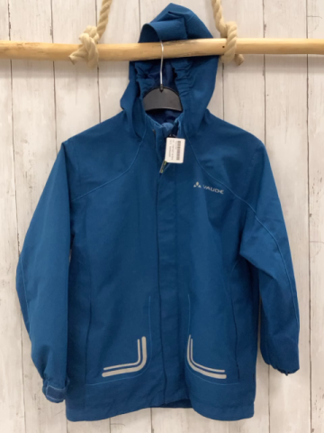 Vertbaudet Jacke  Gr. 134/140  blau Kapuze silber Druck 