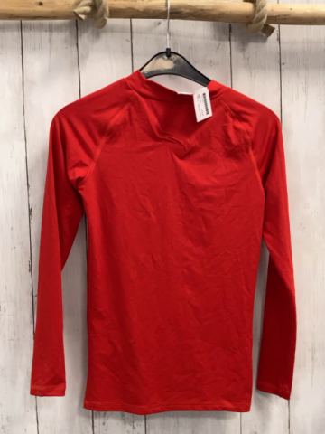 Decathloon  Sportshirt lang  Gr. 152  rot weinrot graue Schrift 