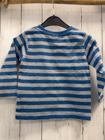   Langarmshirt  Gr. 92  blau hellgraue Streifen Bagger Kipper 