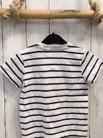   T-Shirt  Gr. 92  weiß blaue Streifen Wal mit Rucksack