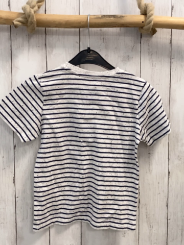 neu  T-Shirt  Gr. 104  weiß schwarze Streifen Knopfleiste 