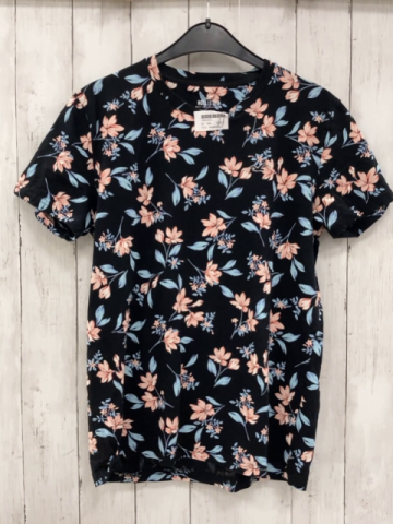 Hollister  T-Shirt  Gr. 164  schwarz Blumen mit hellblauen Blättern 