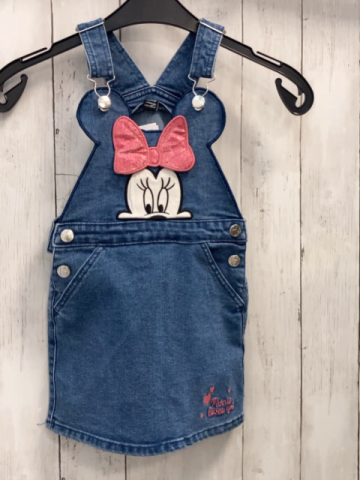  Latzkleid Gr. 104  blau Jeans Minnie Mouse Glitzerschleife