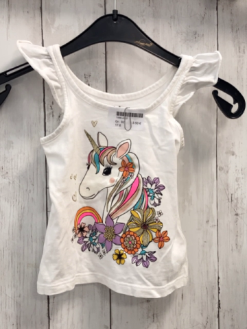  Top Gr. 92  weiß Einhorn Glitzer