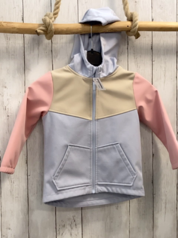  Softshelljacke Gr. 104  beige hellblau rosa 