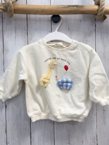 zara Pullover Gr. 68  beige Giraffe Elefant