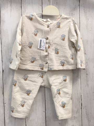 2tlg zara Sweatjacke + Leggings Gr. 68  weiß Tiere im Heißluftballon