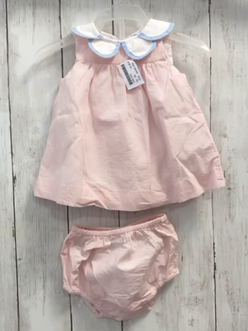 Jacadi 2tlg Kleid + Höschen Gr. 56  rosa weiß blauer Kragen + rosa