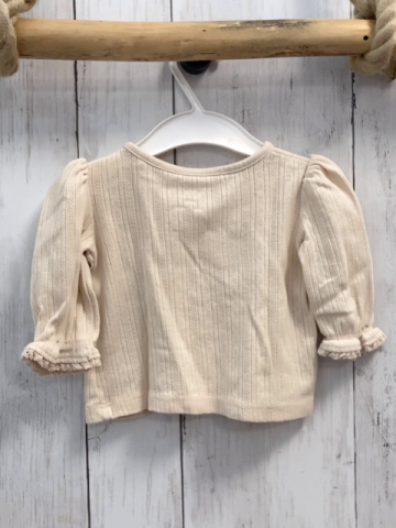  Langarmshirt Gr. 62  beige Lochmuster