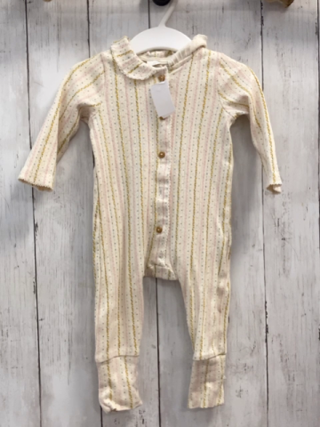 zara Schlafanzug Gr. 68  beige Blumenstreifen