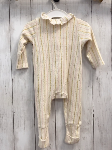 zara Schlafanzug Gr. 68  beige Blumenstreifen
