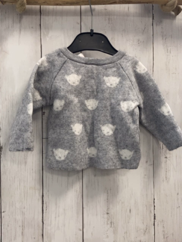 Jacadi  Pullover  Gr. 68  grau Strick weiße Bärenköpfe 