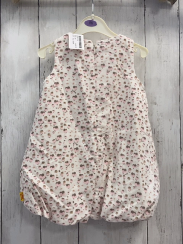 neu Steiff  Kleid  Gr. 80  weiß oliv rosa Druck Feinkord 