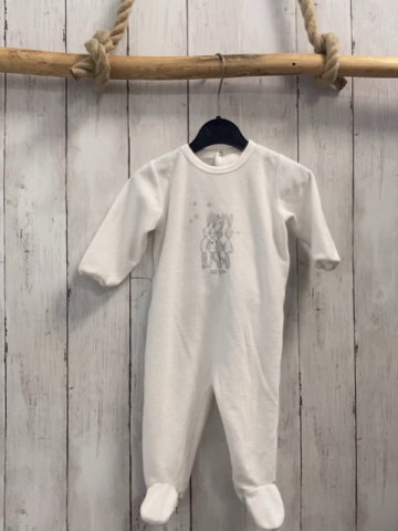 Petit Bateau  Schlafanzug  Gr. 68  weiß Nicky graue Hasen 