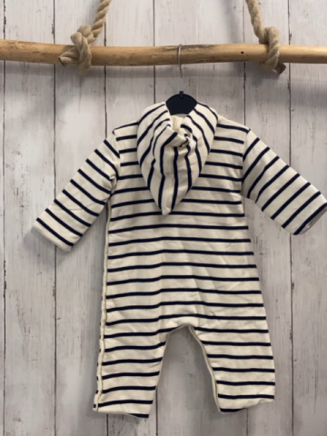 Petit Bateau  Overall Gr. 68  weiß blaue Streifen gefüttert Kapuze 