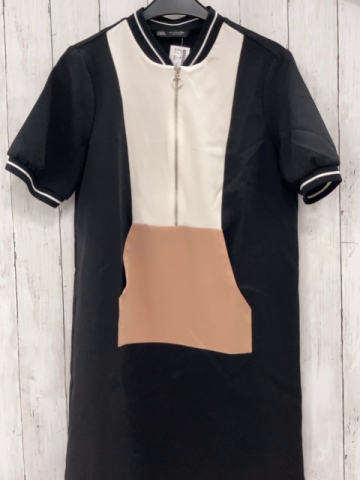 Zara  Kleid Gr. M schwarz + weiiß altrosa silber Reißverschluss 