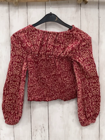 Zara  Langarmshirt Gr. 158  weinrot beige Blumen gesmokt 
