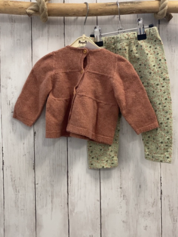 2tlg zara Pullover + Leggings  Gr. 68  rost Strick + mint Blumen weiße Kordel