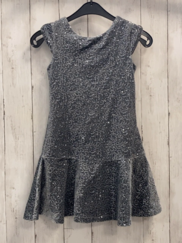  Kleid Gr. 110  grau Samt Pailetten
