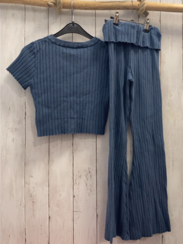 2tlg H&M T-Shirt + Leggings Gr. 152  blau gerippt
