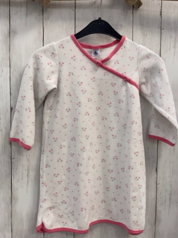 Petit Bateau  Nachthemd  Gr. 110  weiß Blumen pink Bund Nicky 