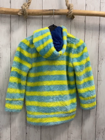 Mini Boden  Plüschjacke  Gr. 110  hellblau gelbe Streifen Kapuze 