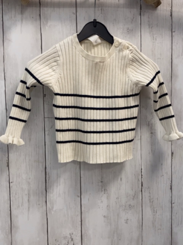 H&M  Pullover  Gr. 80  beige schwarze Streifen Rippen 