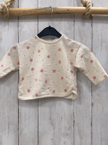 Zara  Pullover  Gr. 68  beige Blumen graue Punkte 